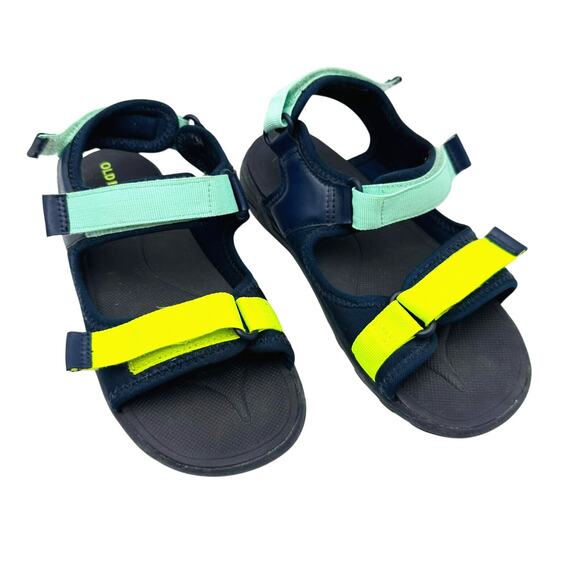 OLD NAVY Youth Size 4 Unisex Sandals Beach Pool Summer Water‎ Shoes Blue Green - Picture 1 of 5